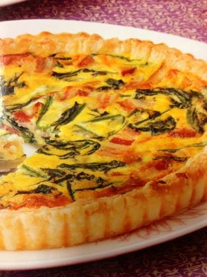 とっても美味しいベーコンとほうれん草のキッシュ