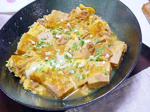 高野豆腐とツナ缶で！ふわふわとろとろ節約卵とじ♪