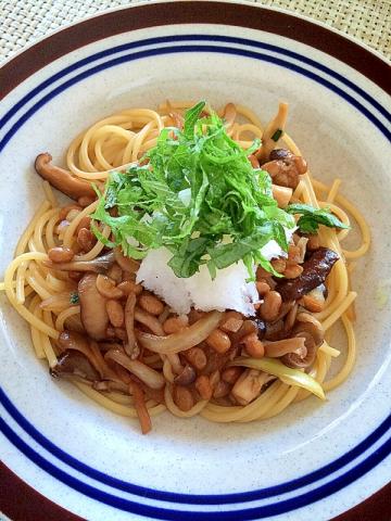 【納豆パスタ】めんつゆでさっぱり