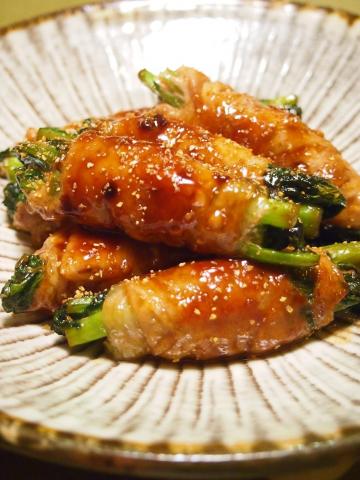 お弁当にも！タレが美味しい　菜の花の豚肉巻き