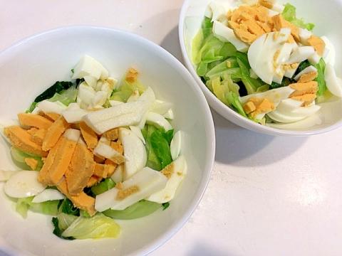ちょいネバ☆モロヘイヤとキャベツと茹で卵のサラダ