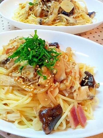 ✿キノコとベーコンと玉ねぎの和風パスタ❤